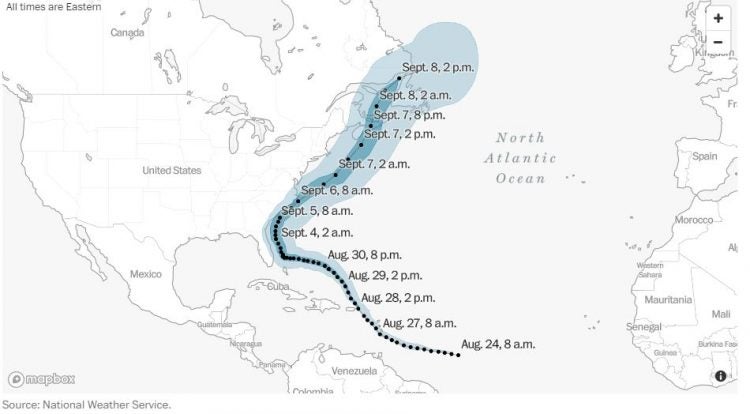 Hurricane Dorian track NWS