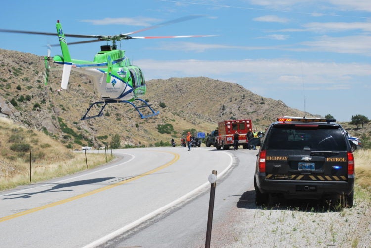 Motorcycle crash helicopter