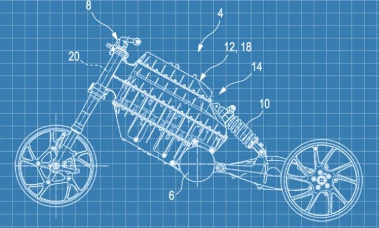 BMW Electric motorcycle patent drawing