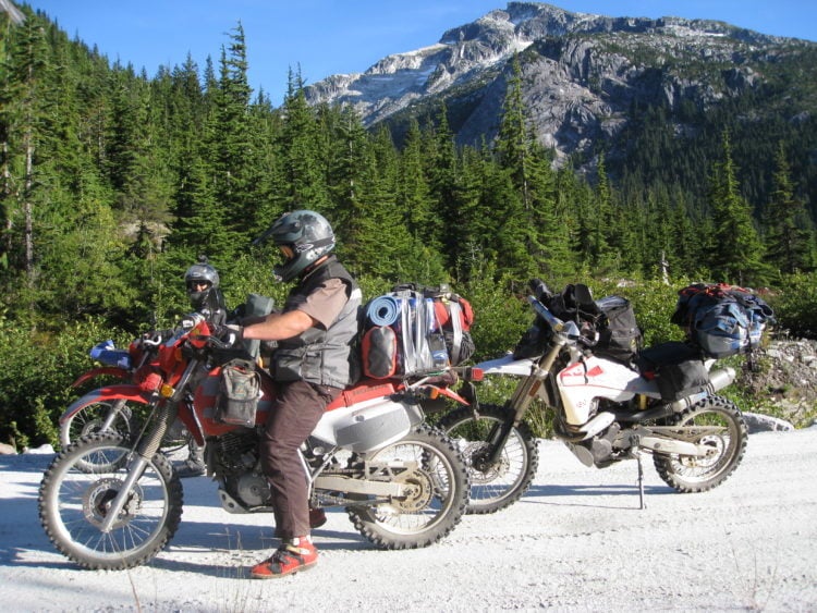 Fully loaded and on a journey a few years back. North of Harrison Lake, British Columbia.