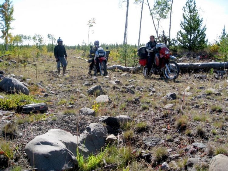 Disgruntled riders searching for a route to Enterprise, British Columbia.