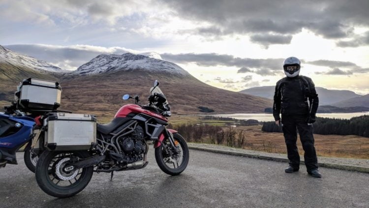 Cam, about to ride the Triumph Tiger 800 XRT.