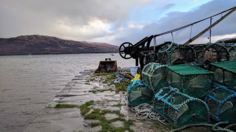 Fishing traps on a dock near my hotel on the Isle of Skye