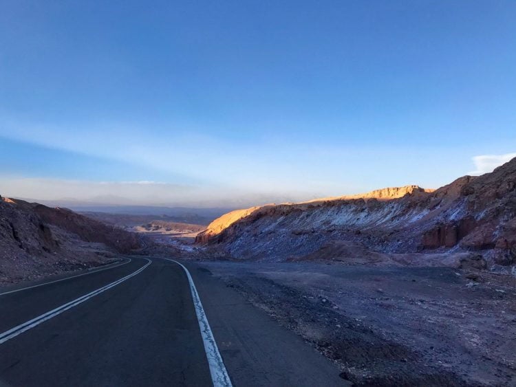 The curving pavement through the lunar landscape of the Valley of the Moon. -Janelle Kaz